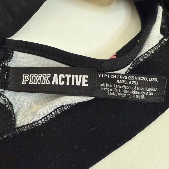 Pink Active Lightly Lined Sports Bra Adjustable Straps & Colorful Letter Print - Picture 3 of 4
